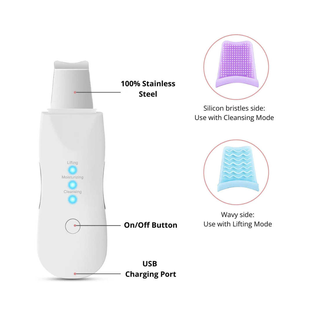 3 in 1 Ultrasonic Skin Scrubber - Deep Cleanser